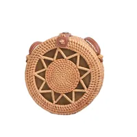 Factory Direct Sale Of Rattan Ins Handmade Rattan Hollow Five-pointed Star 18 * 8PU Leather Buckle Bag main image 5