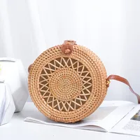 Factory Direct Sale Of Rattan Ins Handmade Rattan Hollow Five-pointed Star 18 * 8PU Leather Buckle Bag sku image 3