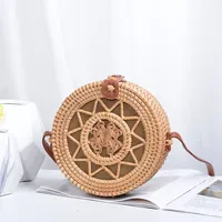 Factory Direct Sale Of Rattan Ins Handmade Rattan Hollow Five-pointed Star 18 * 8PU Leather Buckle Bag sku image 4
