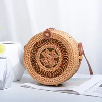 Factory Direct Sale Of Rattan Ins Handmade Rattan Hollow Five-pointed Star 18 * 8PU Leather Buckle Bag sku image 5