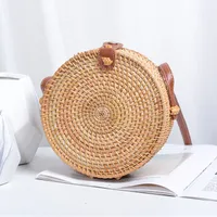 Factory Direct Sale Of Rattan Ins Handmade Rattan Hollow Five-pointed Star 18 * 8PU Leather Buckle Bag sku image 6