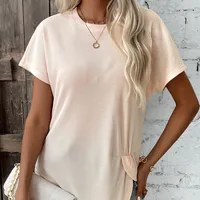 Women's T-shirt Short Sleeve T-Shirts Braid Casual Elegant Classical Solid Color main image 2