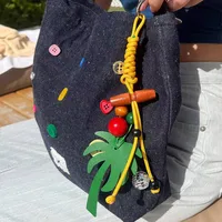Original Hand-Woven Rope Coconut Tree Bag Pendant Keychain Dopamine Color Accessories main image 2