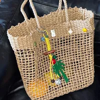 Original Hand-Woven Rope Coconut Tree Bag Pendant Keychain Dopamine Color Accessories main image 3