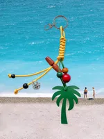 Original Hand-Woven Rope Coconut Tree Bag Pendant Keychain Dopamine Color Accessories sku image 1