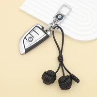 Handmade DIY Contrast Color Miu Series Woven Cherry Pu Leather Double Spherical Bag Hanging Hanging Piece Pendant Key Chain Accessories main image 4