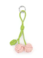 Handmade DIY Contrast Color Miu Series Woven Cherry Pu Leather Double Spherical Bag Hanging Hanging Piece Pendant Key Chain Accessories sku image 4