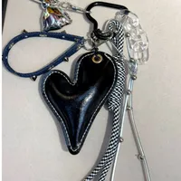 Original Miu Series Classic Love Oblique Pattern Affordable Luxury Style All-Match Peach Heart Bag Hanging High-Grade Leather Temperament Pendant main image 1