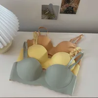 New And New Style Foreign Trade Thin Cocktail Underwear Women's Small Chest Gathered Striped Half Cup Non-Steel Rings Breast Bra main image 2