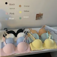 New And New Style Foreign Trade Thin Cocktail Underwear Women's Small Chest Gathered Striped Half Cup Non-Steel Rings Breast Bra main image 3