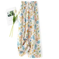 Women's Cotton Silk Pajama Pants Summer Thin Artificial Cotton Wide-leg Pants Spring And Autumn Can Be Worn Outside Loose Home Air Conditioning Cropped Long Pants main image 3