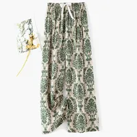 Women's Cotton Silk Pajama Pants Summer Thin Artificial Cotton Wide-leg Pants Spring And Autumn Can Be Worn Outside Loose Home Air Conditioning Cropped Long Pants main image 4