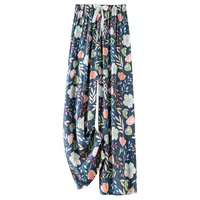 Women's Cotton Silk Pajama Pants Summer Thin Artificial Cotton Wide-leg Pants Spring And Autumn Can Be Worn Outside Loose Home Air Conditioning Cropped Long Pants main image 5