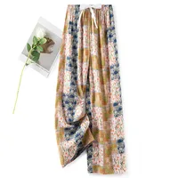 Cotton Silk Pajama Pants Women's Summer Thin Artificial Cotton Wide Leg Pants Spring And Autumn Outer Wear Loose Home Casual Cropped Pants main image 3