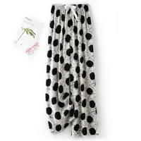 Women's Cotton Silk Pajama Pants Summer Thin Artificial Cotton Wide-leg Pants Spring And Autumn Can Be Worn Outside Loose Home Air Conditioning Cropped Long Pants sku image 12