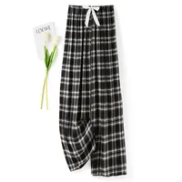 Women's Cotton Silk Pajama Pants Summer Thin Artificial Cotton Wide-leg Pants Spring And Autumn Can Be Worn Outside Loose Home Air Conditioning Cropped Long Pants sku image 7