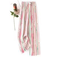 Women's Cotton Silk Pajama Pants Summer Thin Artificial Cotton Wide-leg Pants Spring And Autumn Can Be Worn Outside Loose Home Air Conditioning Cropped Long Pants sku image 8
