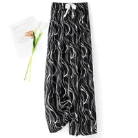 Women's Cotton Silk Pajama Pants Summer Thin Artificial Cotton Wide-leg Pants Spring And Autumn Can Be Worn Outside Loose Home Air Conditioning Cropped Long Pants sku image 9