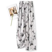 Women's Cotton Silk Pajama Pants Summer Thin Artificial Cotton Wide-leg Pants Spring And Autumn Can Be Worn Outside Loose Home Air Conditioning Cropped Long Pants sku image 14