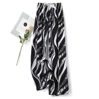 Women's Cotton Silk Pajama Pants Summer Thin Artificial Cotton Wide-leg Pants Spring And Autumn Can Be Worn Outside Loose Home Air Conditioning Cropped Long Pants sku image 18