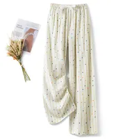 Cotton Silk Pajama Pants Women's Summer Thin Artificial Cotton Wide Leg Pants Spring And Autumn Outer Wear Loose Home Casual Cropped Pants sku image 19