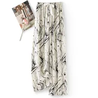 Women's Cotton Silk Pajama Pants Summer Thin Artificial Cotton Wide-leg Pants Spring And Autumn Can Be Worn Outside Loose Home Air Conditioning Cropped Long Pants sku image 19