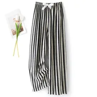 Cotton Silk Pajama Pants Women's Summer Thin Artificial Cotton Wide Leg Pants Spring And Autumn Outer Wear Loose Home Casual Cropped Pants sku image 22