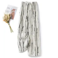Cotton Silk Pajama Pants Women's Summer Thin Artificial Cotton Wide Leg Pants Spring And Autumn Outer Wear Loose Home Casual Cropped Pants sku image 27