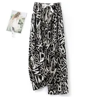 Cotton Silk Pajama Pants Women's Summer Thin Artificial Cotton Wide Leg Pants Spring And Autumn Outer Wear Loose Home Casual Cropped Pants sku image 29