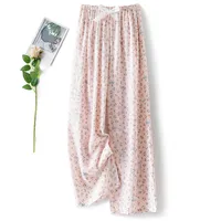 Cotton Silk Pajama Pants Women's Summer Thin Artificial Cotton Wide Leg Pants Spring And Autumn Outer Wear Loose Home Casual Cropped Pants sku image 30