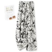 Women's Cotton Silk Pajama Pants Summer Thin Artificial Cotton Wide-leg Pants Spring And Autumn Can Be Worn Outside Loose Home Air Conditioning Cropped Long Pants sku image 24