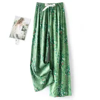 Cotton Silk Pajama Pants Women's Summer Thin Artificial Cotton Wide Leg Pants Spring And Autumn Outer Wear Loose Home Casual Cropped Pants sku image 37