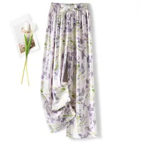 Cotton Silk Pajama Pants Women's Summer Thin Artificial Cotton Wide Leg Pants Spring And Autumn Outer Wear Loose Home Casual Cropped Pants sku image 42