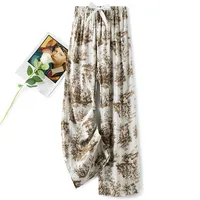 Cotton Silk Pajama Pants Women's Summer Thin Artificial Cotton Wide Leg Pants Spring And Autumn Outer Wear Loose Home Casual Cropped Pants sku image 44