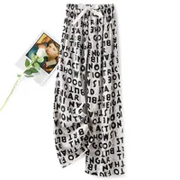 Cotton Silk Pajama Pants Women's Summer Thin Artificial Cotton Wide Leg Pants Spring And Autumn Outer Wear Loose Home Casual Cropped Pants sku image 46