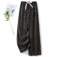 Cotton Silk Pajama Pants Women's Summer Thin Artificial Cotton Wide Leg Pants Spring And Autumn Outer Wear Loose Home Casual Cropped Pants sku image 47