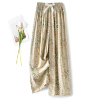 Cotton Silk Pajama Pants Women's Summer Thin Artificial Cotton Wide Leg Pants Spring And Autumn Outer Wear Loose Home Casual Cropped Pants sku image 50