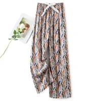 Cotton Silk Pajama Pants Women's Summer Thin Artificial Cotton Wide Leg Pants Spring And Autumn Outer Wear Loose Home Casual Cropped Pants sku image 54