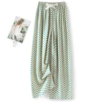 Cotton Silk Pajama Pants Women's Summer Thin Artificial Cotton Wide Leg Pants Spring And Autumn Outer Wear Loose Home Casual Cropped Pants sku image 56