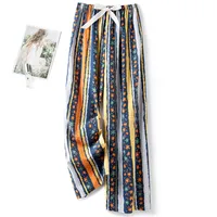 Cotton Silk Pajama Pants Women's Summer Thin Artificial Cotton Wide Leg Pants Spring And Autumn Outer Wear Loose Home Casual Cropped Pants sku image 57