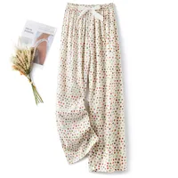 Cotton Silk Pajama Pants Women's Summer Thin Artificial Cotton Wide Leg Pants Spring And Autumn Outer Wear Loose Home Casual Cropped Pants sku image 60