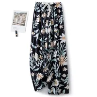 Cotton Silk Pajama Pants Women's Summer Thin Artificial Cotton Wide Leg Pants Spring And Autumn Outer Wear Loose Home Casual Cropped Pants sku image 61