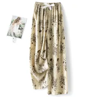 Cotton Silk Pajama Pants Women's Summer Thin Artificial Cotton Wide Leg Pants Spring And Autumn Outer Wear Loose Home Casual Cropped Pants sku image 62