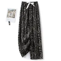 Cotton Silk Pajama Pants Women's Summer Thin Artificial Cotton Wide Leg Pants Spring And Autumn Outer Wear Loose Home Casual Cropped Pants sku image 63