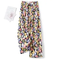 Cotton Silk Pajama Pants Women's Summer Thin Artificial Cotton Wide Leg Pants Spring And Autumn Outer Wear Loose Home Casual Cropped Pants sku image 65