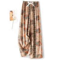 Cotton Silk Pajama Pants Women's Summer Thin Artificial Cotton Wide Leg Pants Spring And Autumn Outer Wear Loose Home Casual Cropped Pants sku image 67