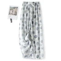 Cotton Silk Pajama Pants Women's Summer Thin Artificial Cotton Wide Leg Pants Spring And Autumn Outer Wear Loose Home Casual Cropped Pants sku image 70
