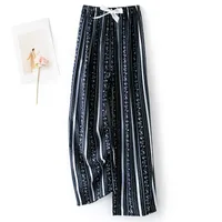 Cotton Silk Pajama Pants Women's Summer Thin Artificial Cotton Wide Leg Pants Spring And Autumn Outer Wear Loose Home Casual Cropped Pants sku image 71