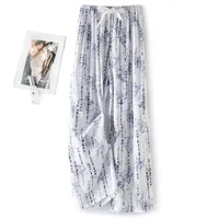 Cotton Silk Pajama Pants Women's Summer Thin Artificial Cotton Wide Leg Pants Spring And Autumn Outer Wear Loose Home Casual Cropped Pants sku image 77