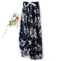 Cotton Silk Pajama Pants Women's Summer Thin Artificial Cotton Wide Leg Pants Spring And Autumn Outer Wear Loose Home Casual Cropped Pants sku image 80